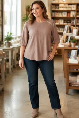 Exclusive one taupe ribbed knit